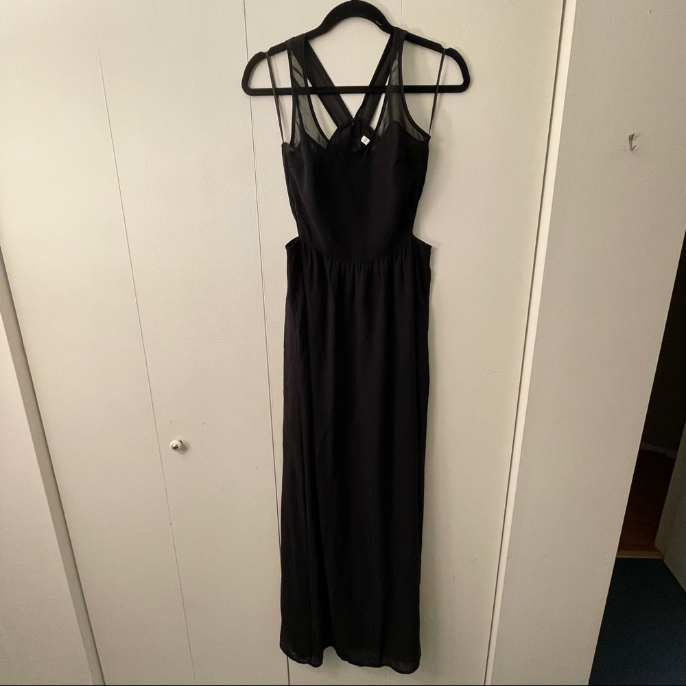 Black maxi dress with side cutouts